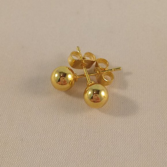 Mens 18K Yellow Gold Filled 6mm Ball Stud Earrings Party Gift - Picture 3 of 4